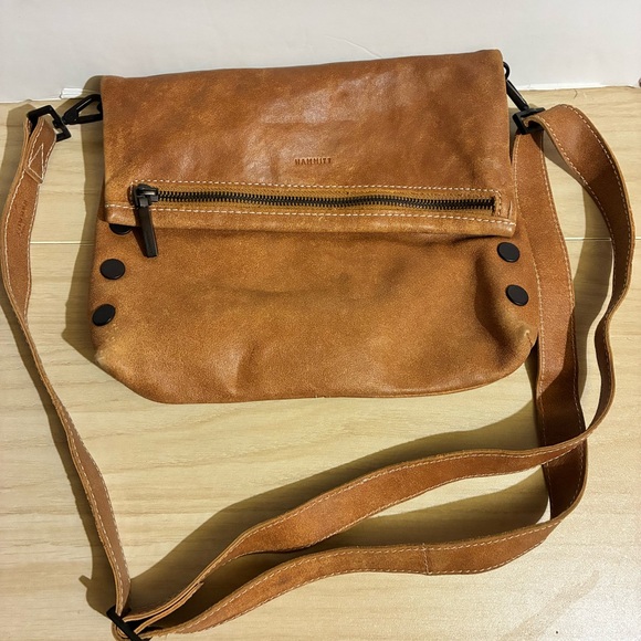 Hammitt VIP Medium Saddle/Gunmetal Tan Leather Crossbody Bag Purse Travel 10X8” - Picture 1 of 16
